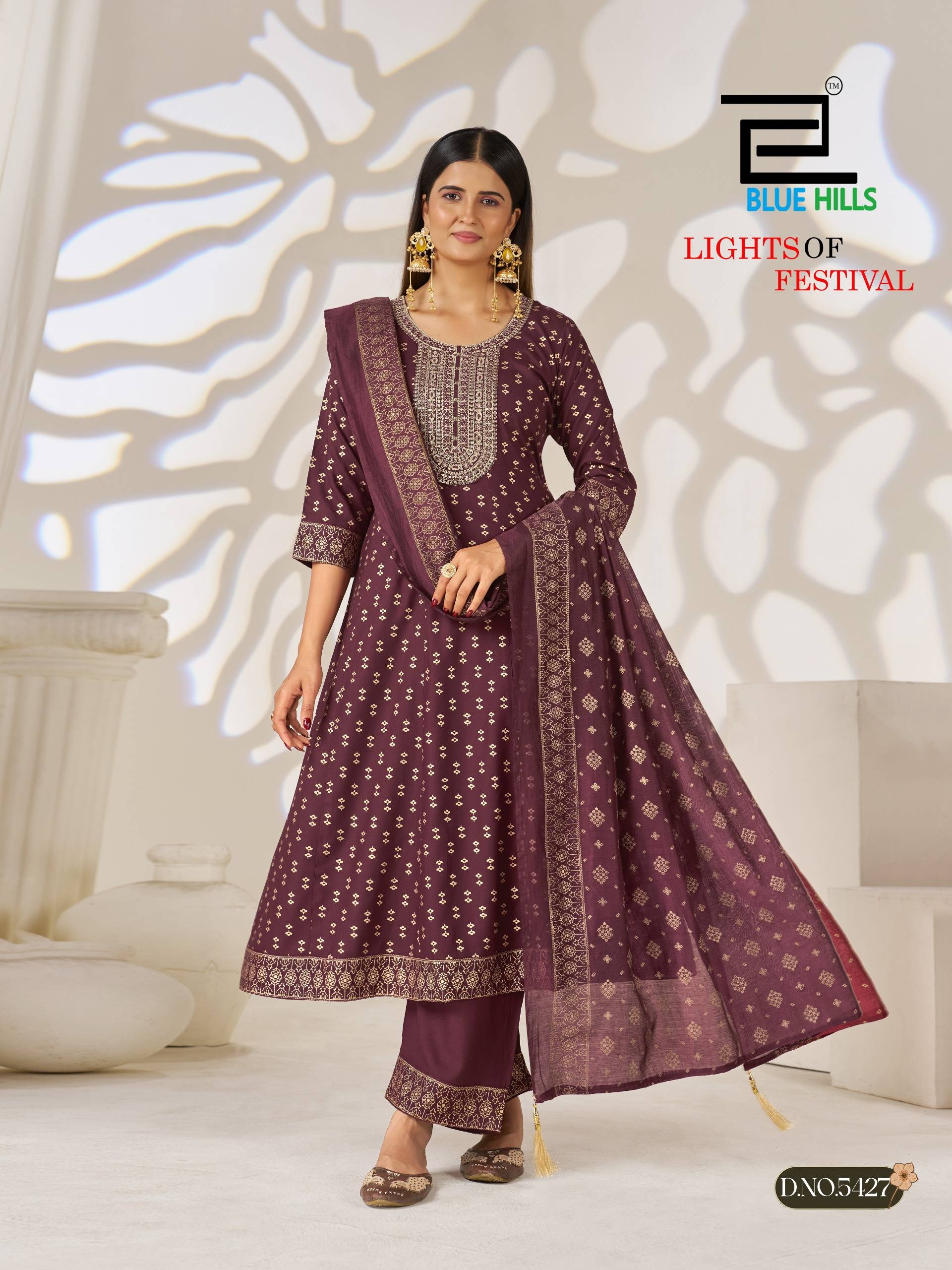 LIGHT OF FESTIVAL By BLUE HILLS 5423 To 5428 Series Stylish Beautiful Colourful Rayon Dresses At Wholesale Price